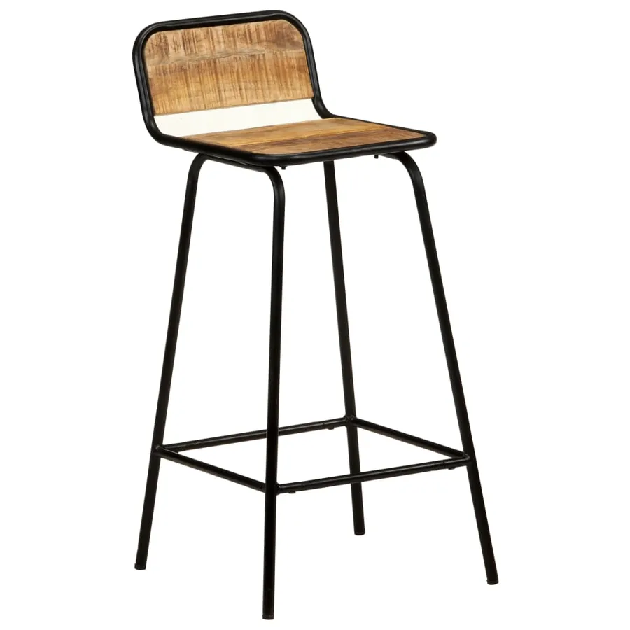 Chaises de bar lot de 4 bois de manguier solide - 10