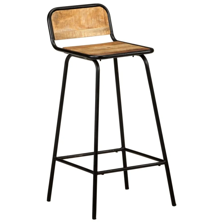 Chaises de bar lot de 4 bois de manguier solide - 2