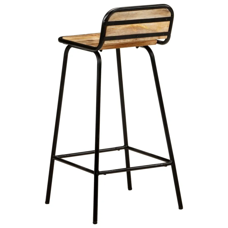 Chaises de bar lot de 4 bois de manguier solide - 4