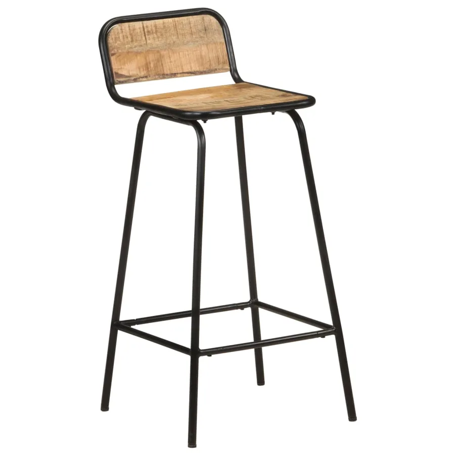Chaises de bar lot de 4 bois de manguier solide - 9