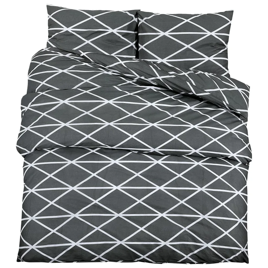 Ensemble de housse de couette Gris 200x200 cm Coton - 2