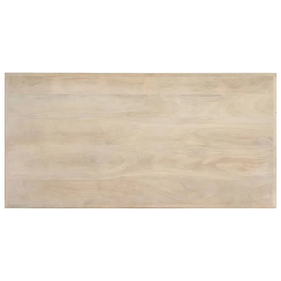 Table à dîner Blanc 120x60x75 cm Bois de manguier massif - 4