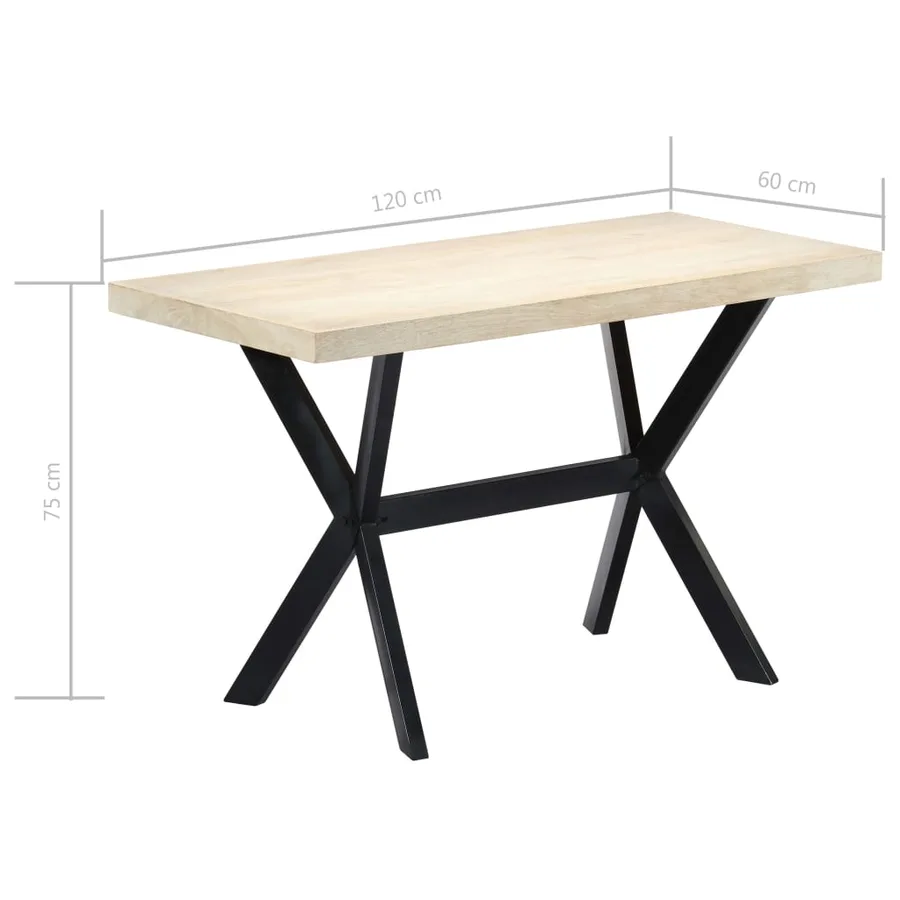 Table à dîner Blanc 120x60x75 cm Bois de manguier massif - 7