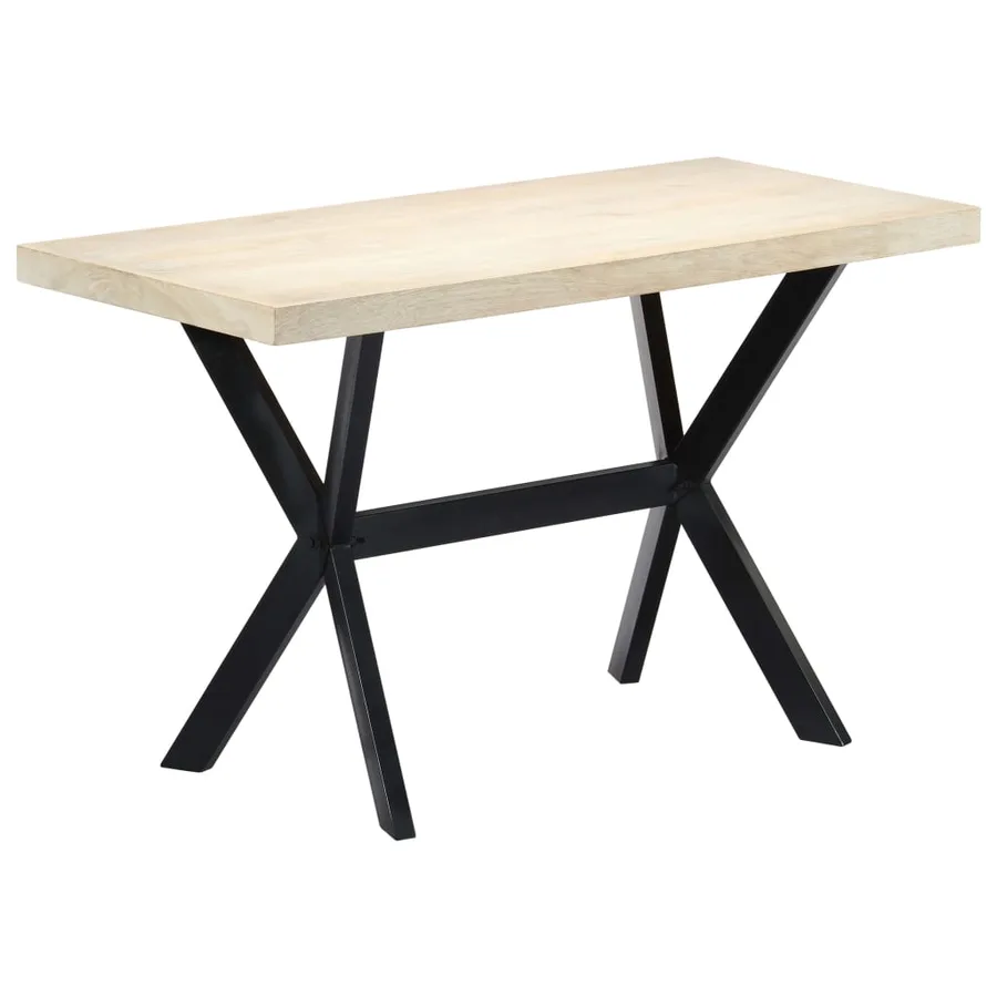 Table à dîner Blanc 120x60x75 cm Bois de manguier massif - 8