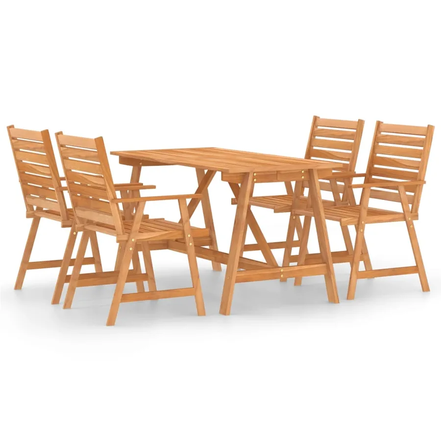 Ensemble à manger de jardin 5 pcs Bois d'acacia solide - 2