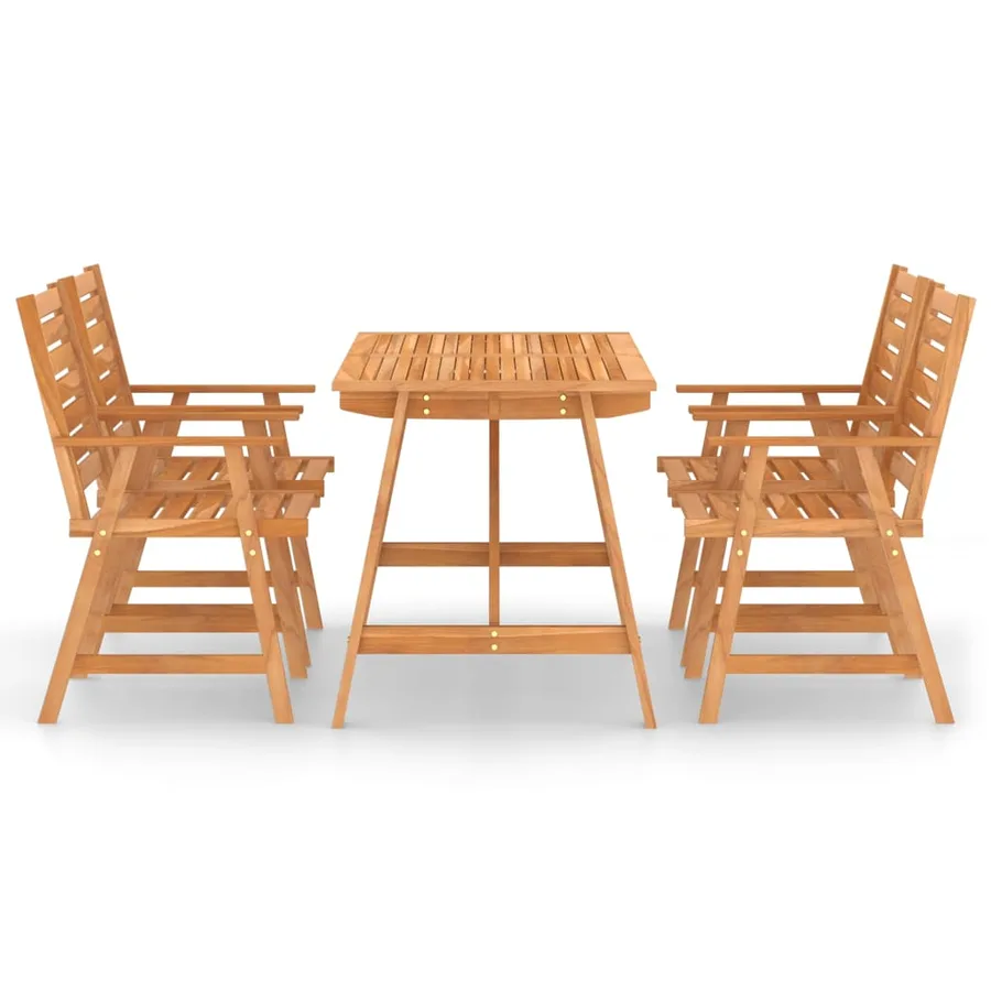 Ensemble à manger de jardin 5 pcs Bois d'acacia solide - 3