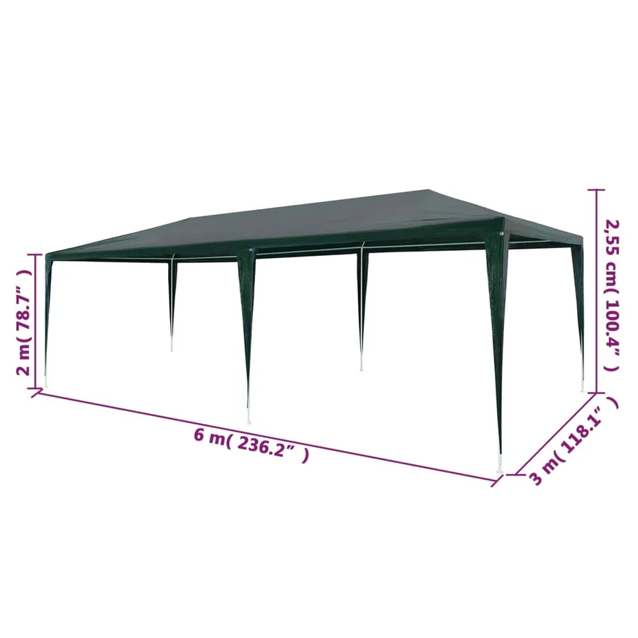 Tente de réception 3x6 m PE Vert - 6