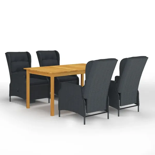 Ensemble à manger de jardin 5 pcs Gris foncé
