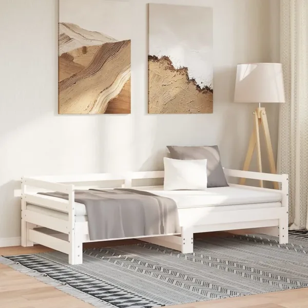 Lit coulissant sans matelas blanc 90x190 cm