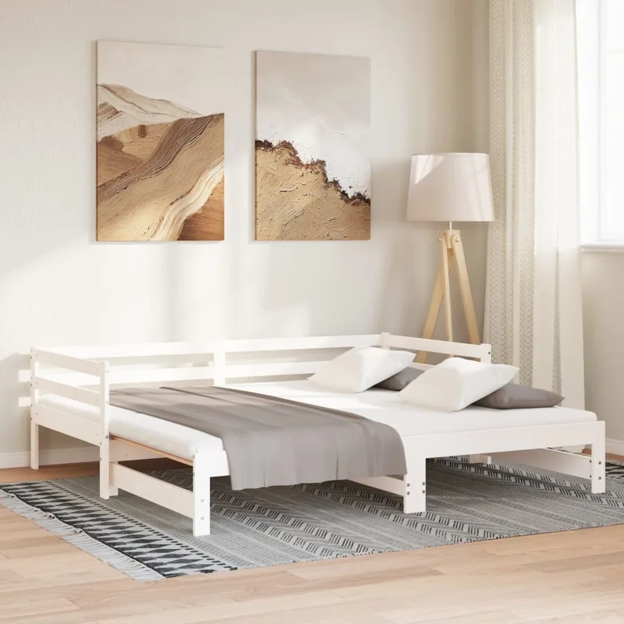 Lit coulissant sans matelas blanc 90x190 cm - 4