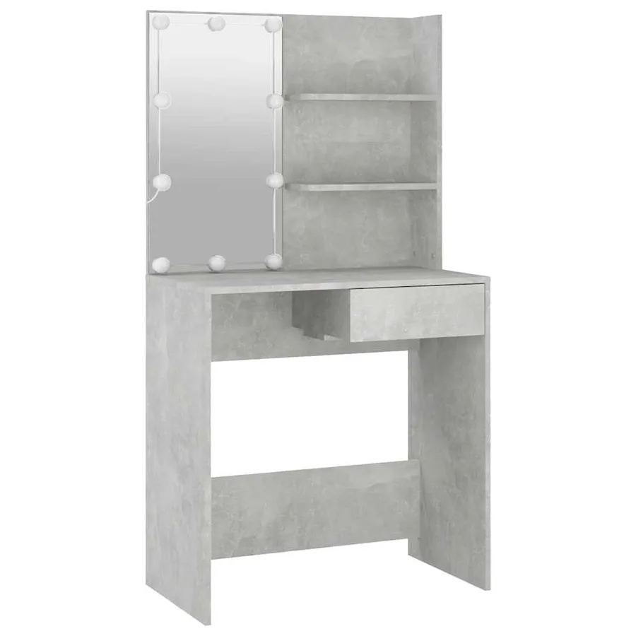 Ensemble de coiffeuse avec LED Gris béton Bois d'ingénierie - 7