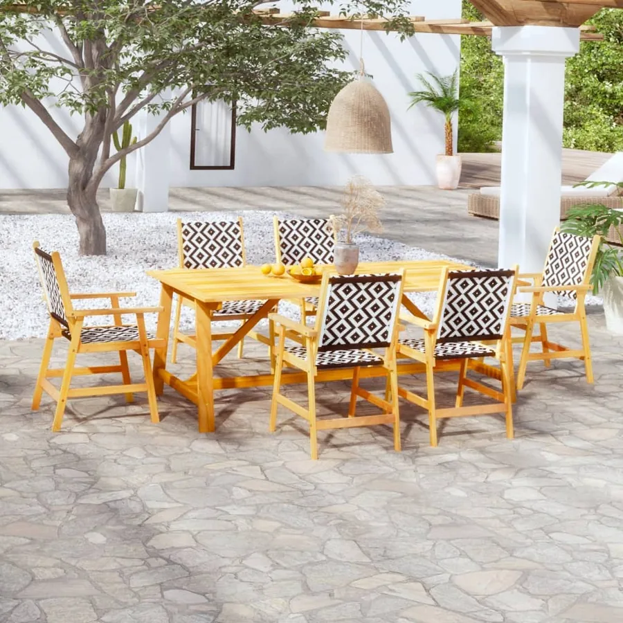Ensemble à manger de jardin 7 pcs Bois d'acacia solide