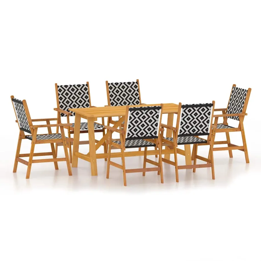 Ensemble à manger de jardin 7 pcs Bois d'acacia solide - 2