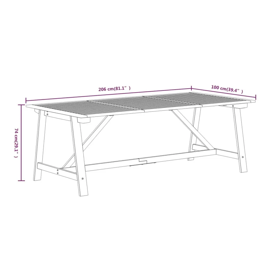 Ensemble à manger de jardin 7 pcs Bois d'acacia solide - 7
