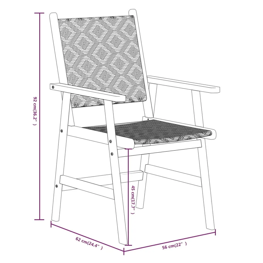 Ensemble à manger de jardin 7 pcs Bois d'acacia solide - 8
