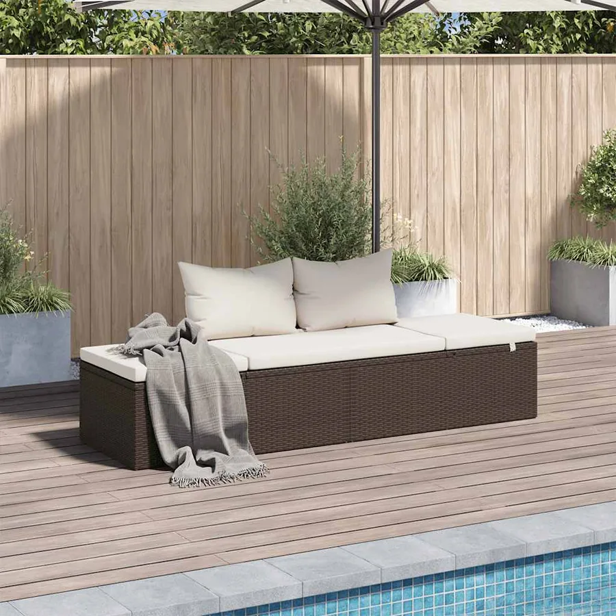 Lit de jardin Marron 195x60 cm Résine tressée