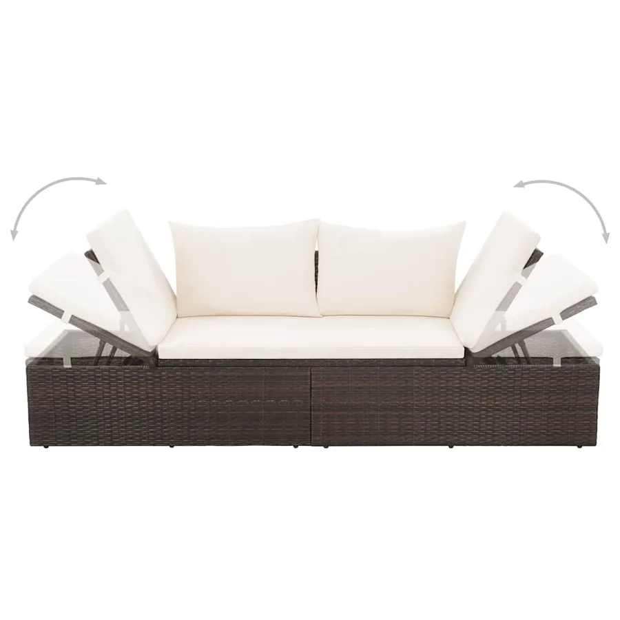 Lit de jardin Marron 195x60 cm Résine tressée - 5