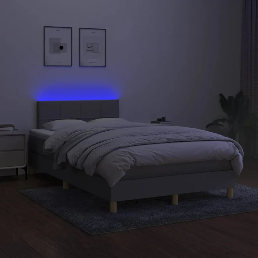 Sommier à lattes de lit matelas LED Gris clair 120x200 cm Tissu - 4