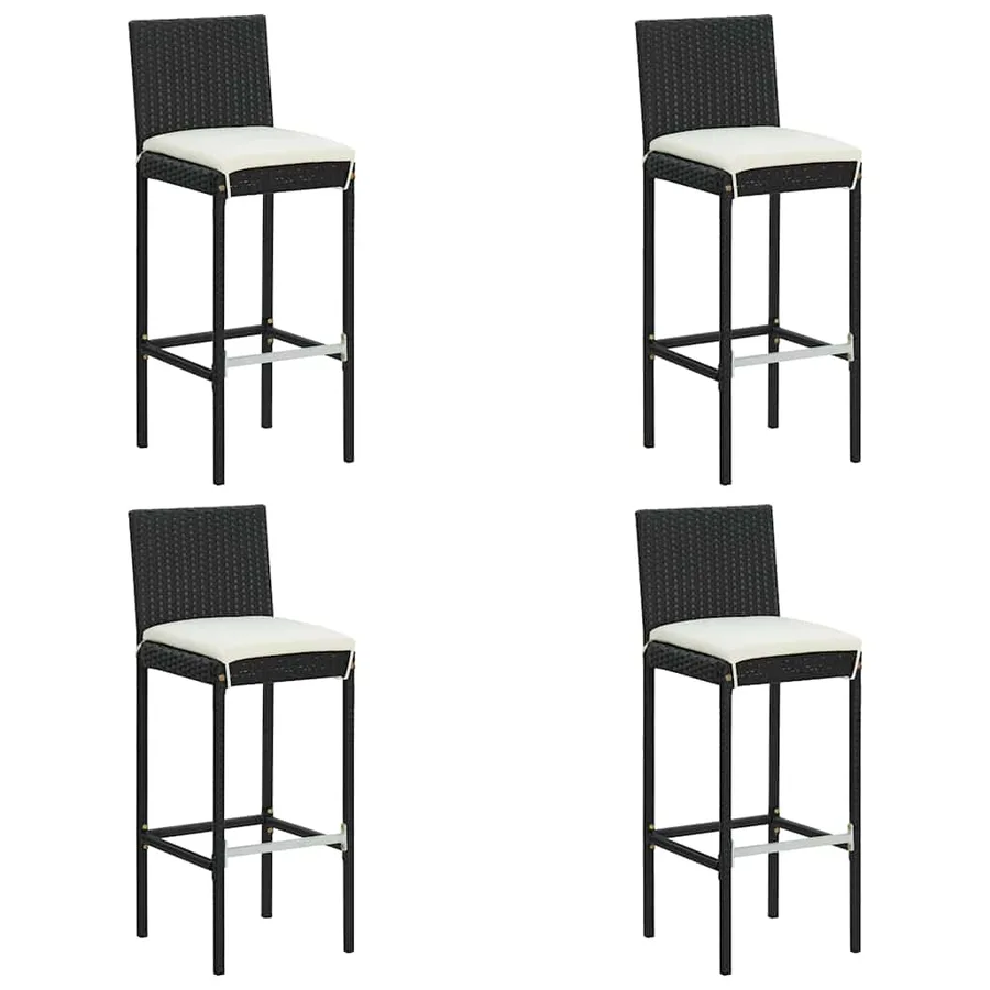 Ensemble de bar de jardin 5 pcs et coussins Résine tressée Noir - 8