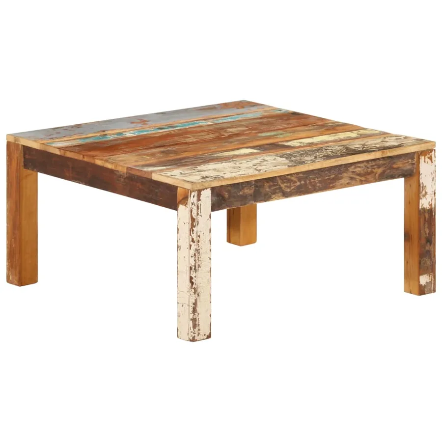 Table basse 80x80x40 cm Bois de récupération massif - 10