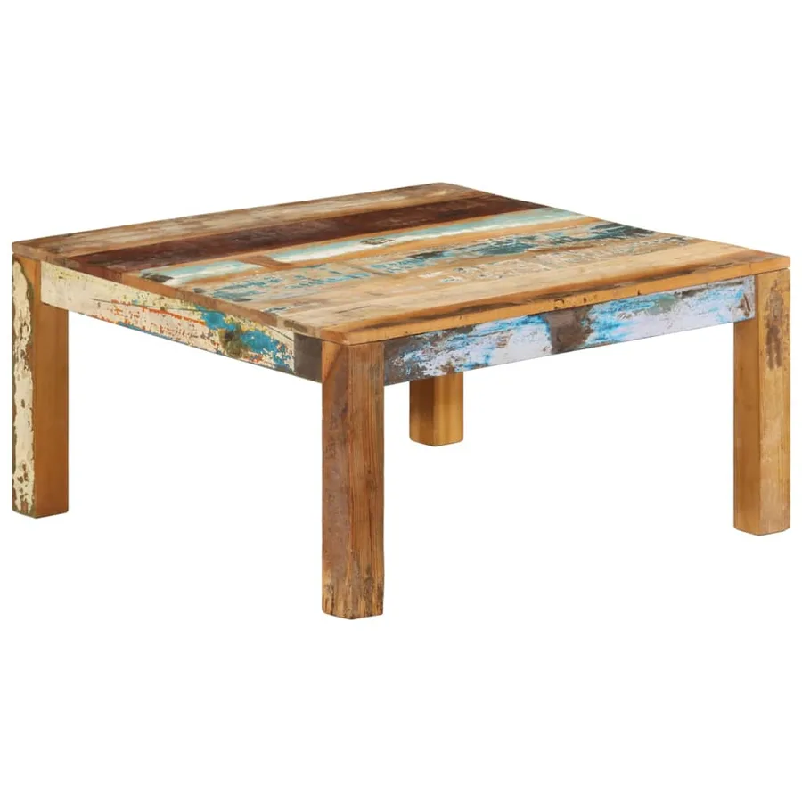 Table basse 80x80x40 cm Bois de récupération massif - 11