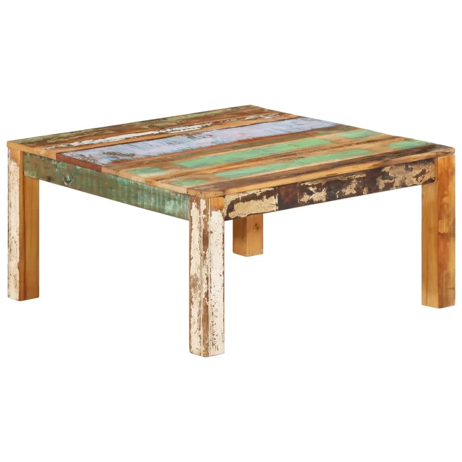 Table basse 80x80x40 cm Bois de récupération massif - 8