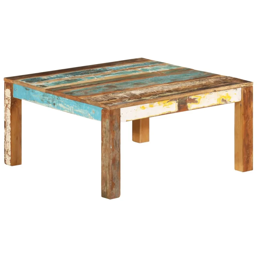 Table basse 80x80x40 cm Bois de récupération massif - 9