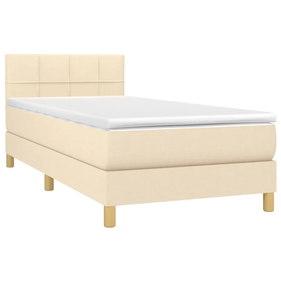 Sommier à lattes de lit avec matelas LED Crème 90x190 cm Tissu - 3