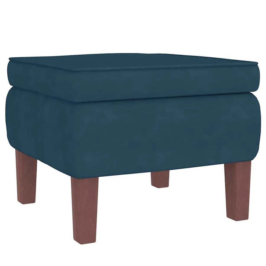 Fauteuil à bascule à oreilles en velours bleu bois massif - 9