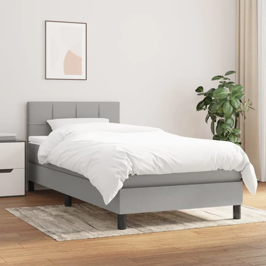 Sommier à lattes de lit avec matelas Gris clair 100x200cm Tissu