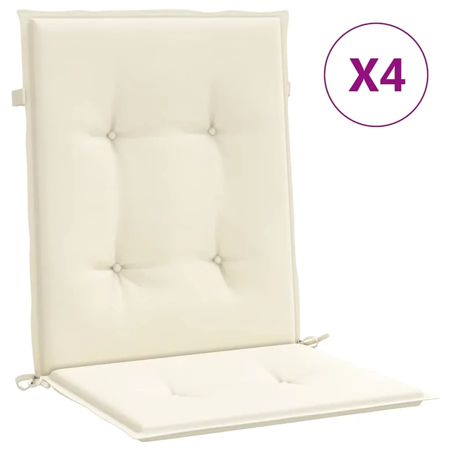 Coussins de chaise de jardin à dossier bas lot de 4 crème - 2