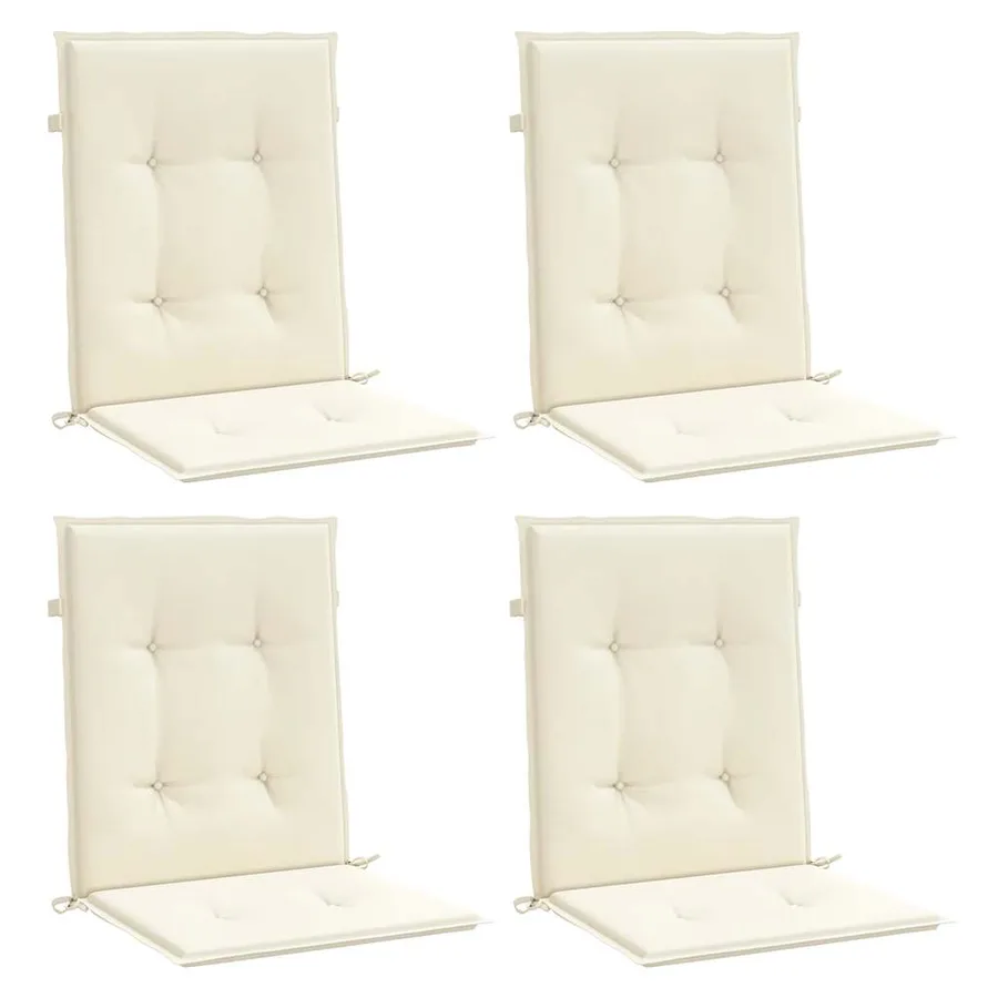Coussins de chaise de jardin à dossier bas lot de 4 crème - 3
