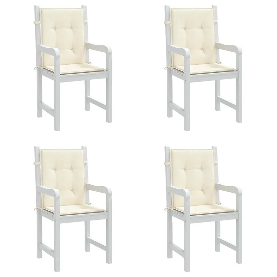 Coussins de chaise de jardin à dossier bas lot de 4 crème - 4