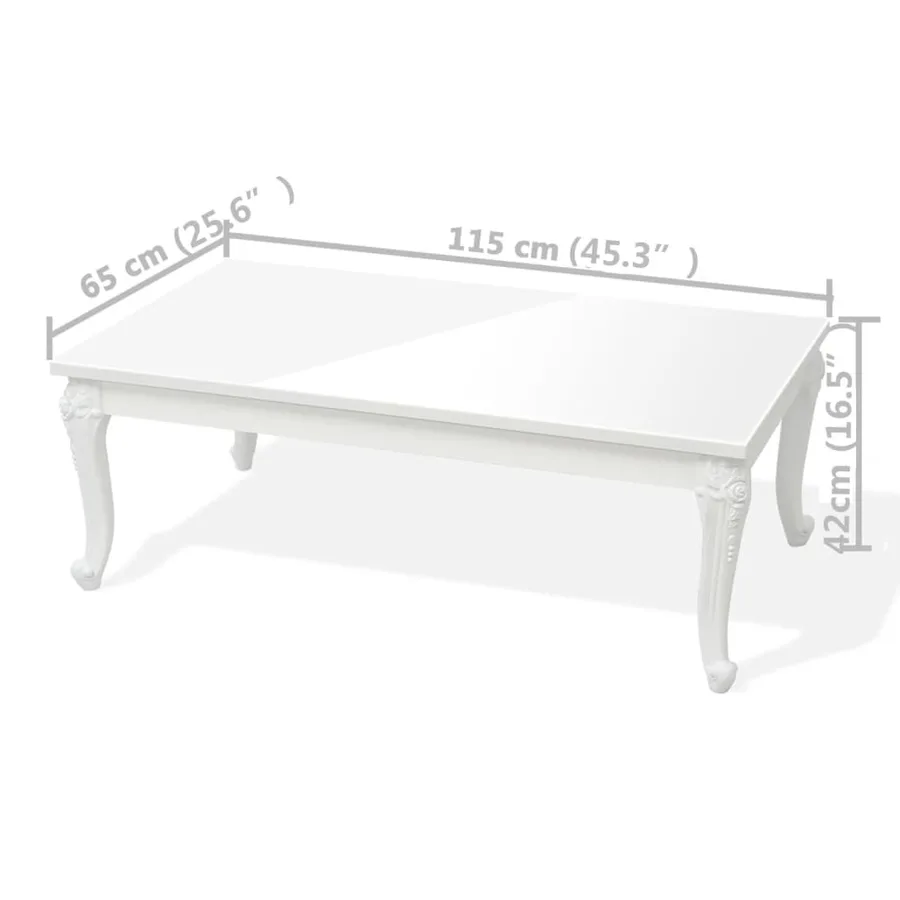 Table basse 115x65x42 cm Blanc brillant - 5