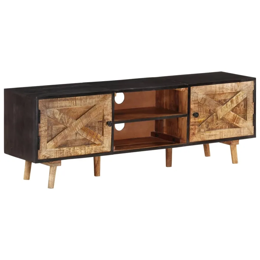 Meuble TV 140x30x46 cm Bois de manguier brut et d'acacia massif - 11