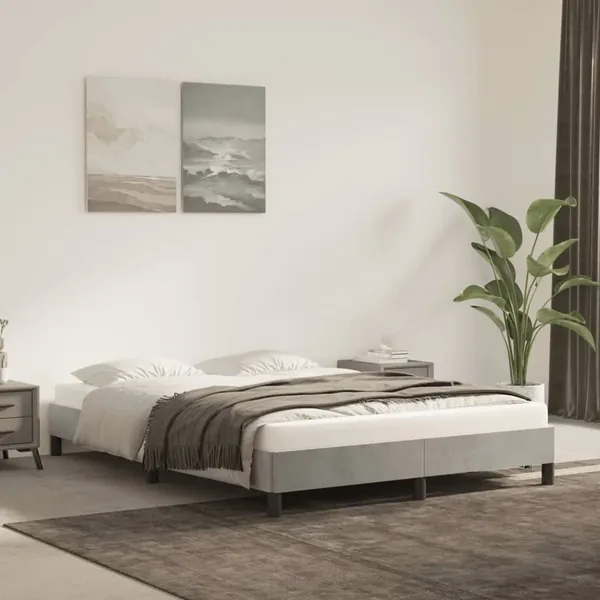 Cadre de lit sans matelas gris clair 140x190 cm velours
