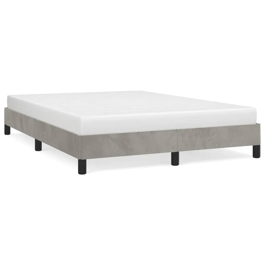 Cadre de lit sans matelas gris clair 140x190 cm velours - 2