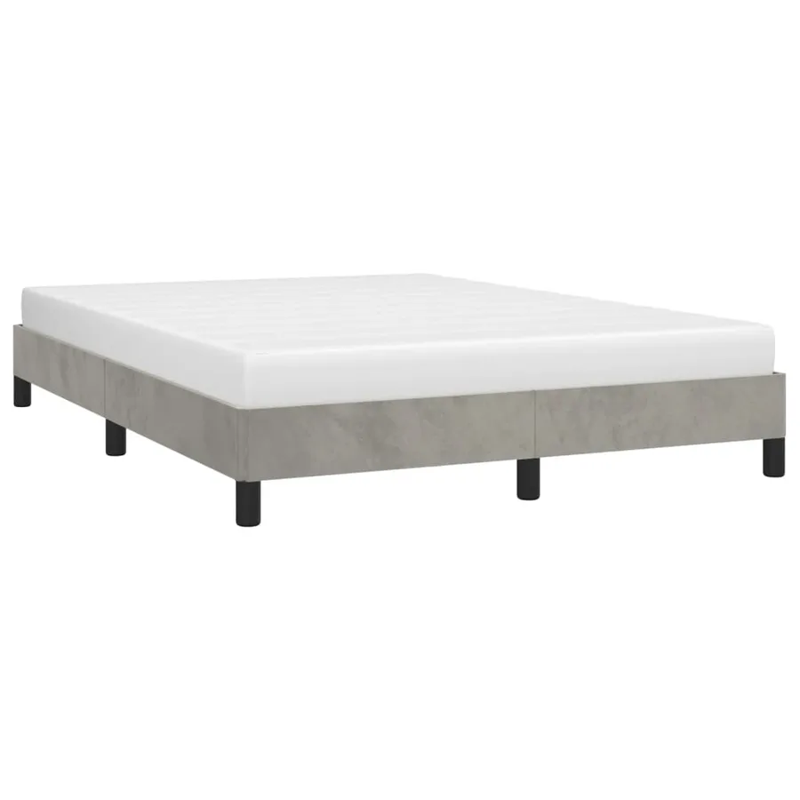 Cadre de lit sans matelas gris clair 140x190 cm velours - 4