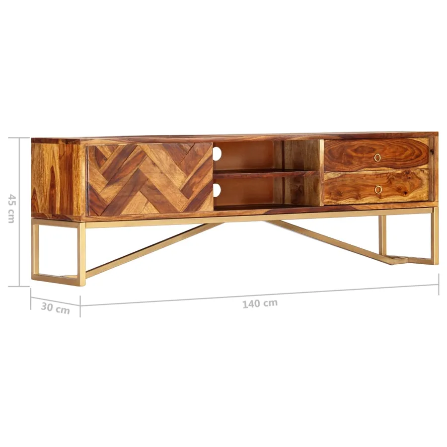 Meuble TV 140x30x45 cm Bois de Sesham massif - 11