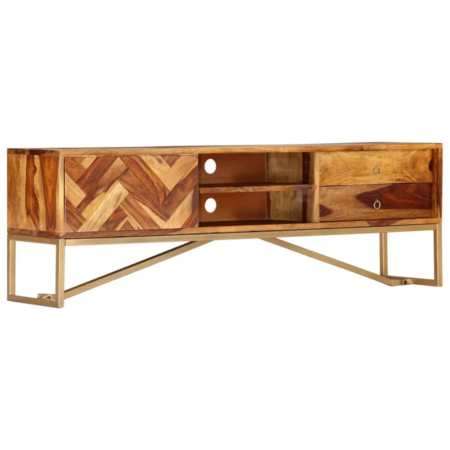 Meuble TV 140x30x45 cm Bois de Sesham massif - 12
