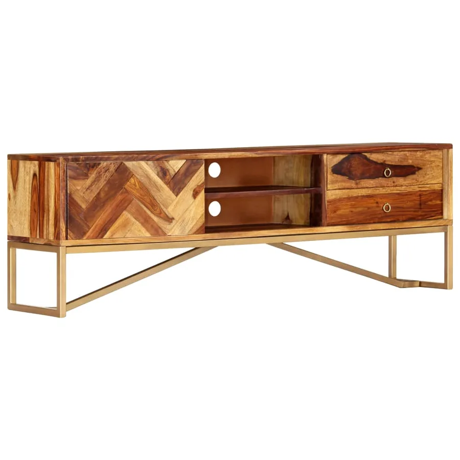 Meuble TV 140x30x45 cm Bois de Sesham massif - 13