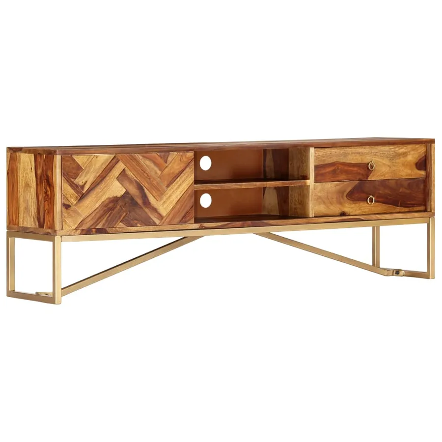 Meuble TV 140x30x45 cm Bois de Sesham massif - 14