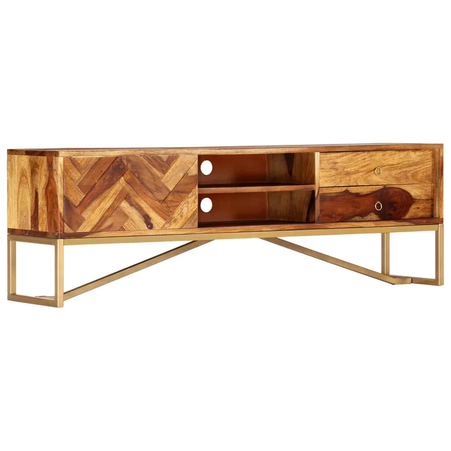 Meuble TV 140x30x45 cm Bois de Sesham massif - 15