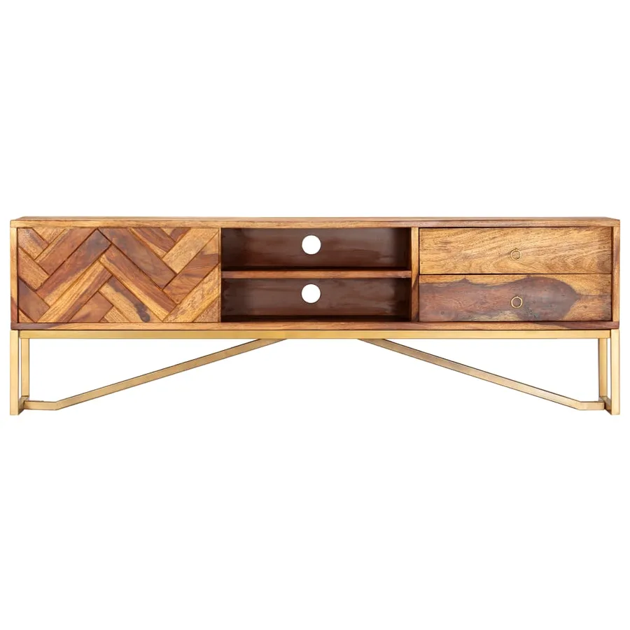 Meuble TV 140x30x45 cm Bois de Sesham massif - 2
