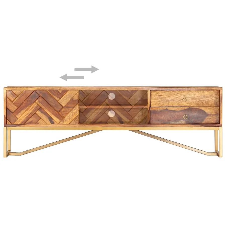 Meuble TV 140x30x45 cm Bois de Sesham massif - 3