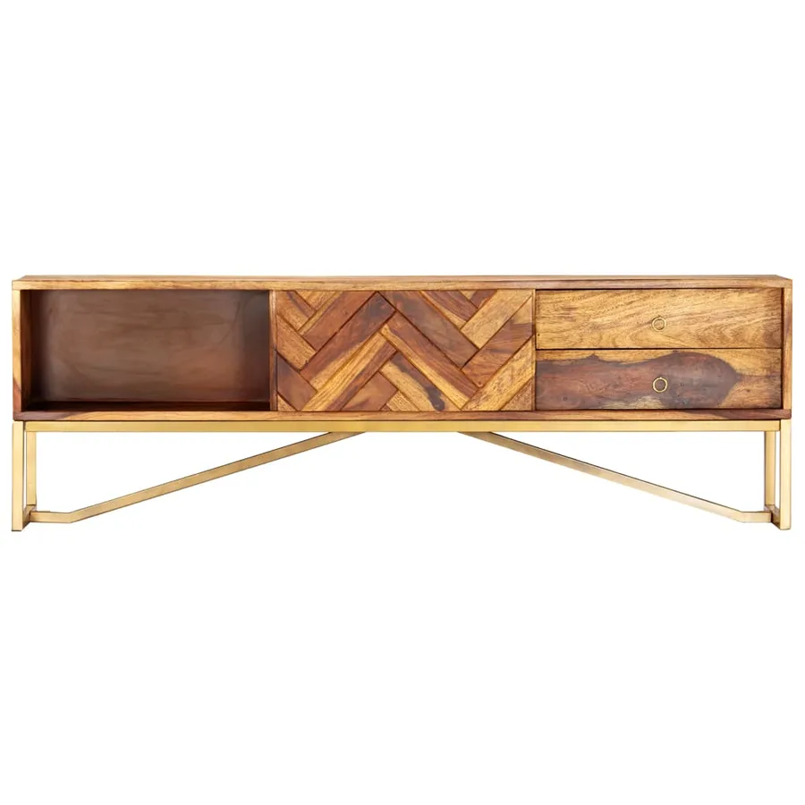 Meuble TV 140x30x45 cm Bois de Sesham massif - 4