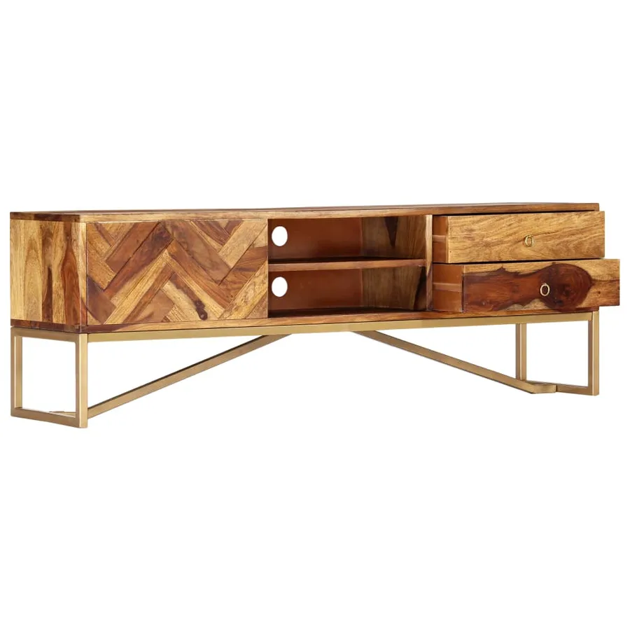 Meuble TV 140x30x45 cm Bois de Sesham massif - 6