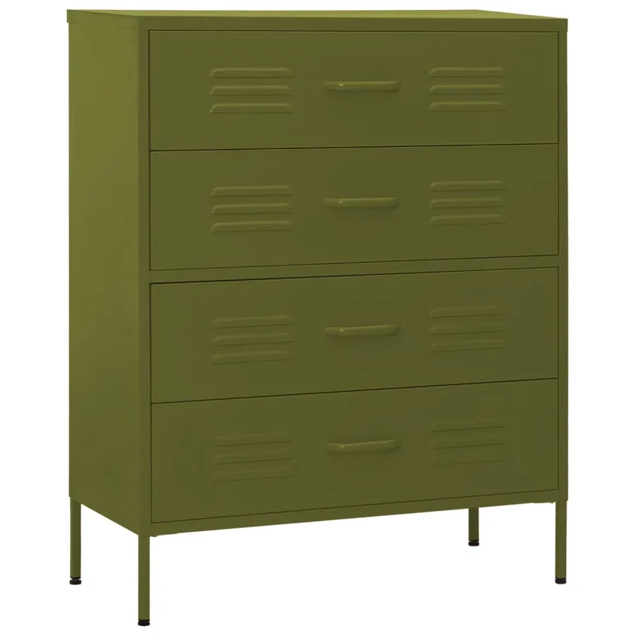 Commode Vert olive 80x35x101,5 cm Acier - 2