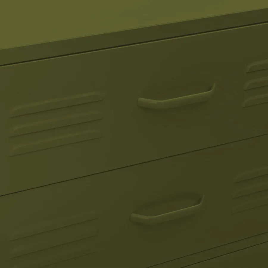 Commode Vert olive 80x35x101,5 cm Acier - 9