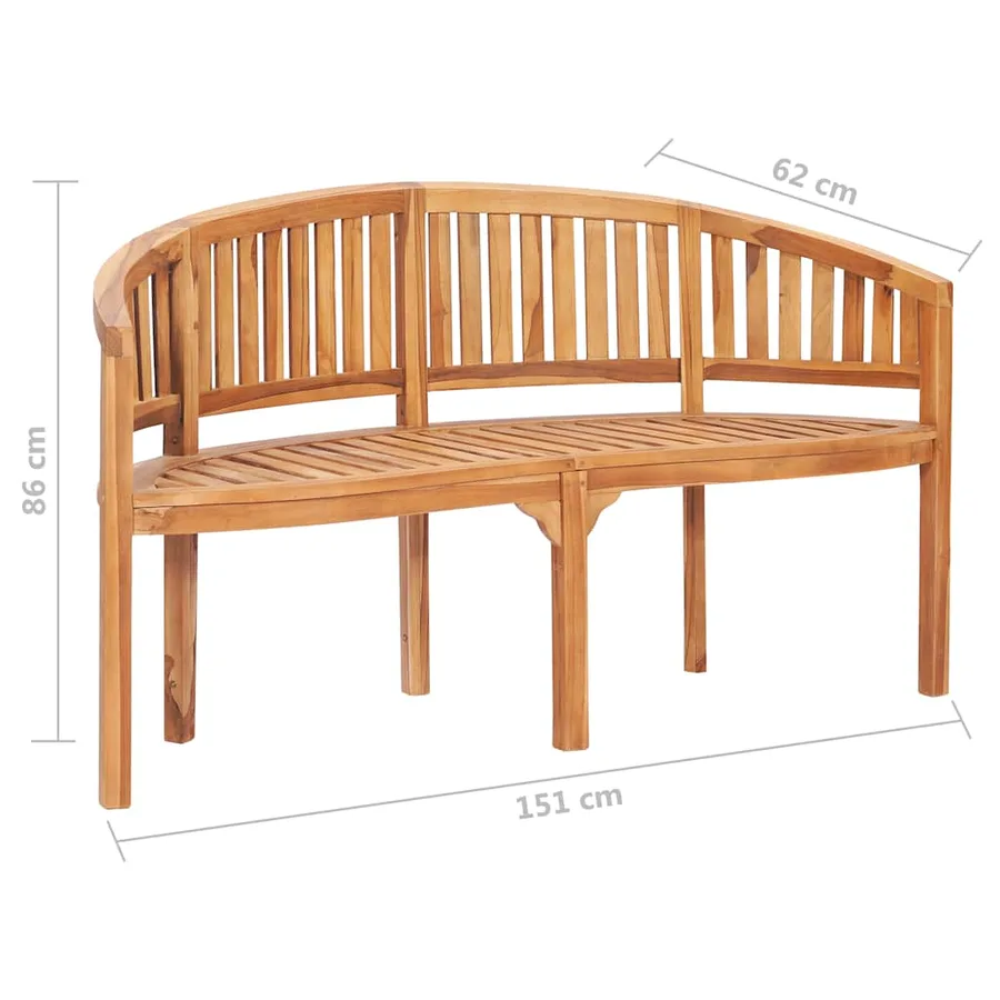 Salon de jardin 3 pcs en forme de banane Bois de teck solide - 10